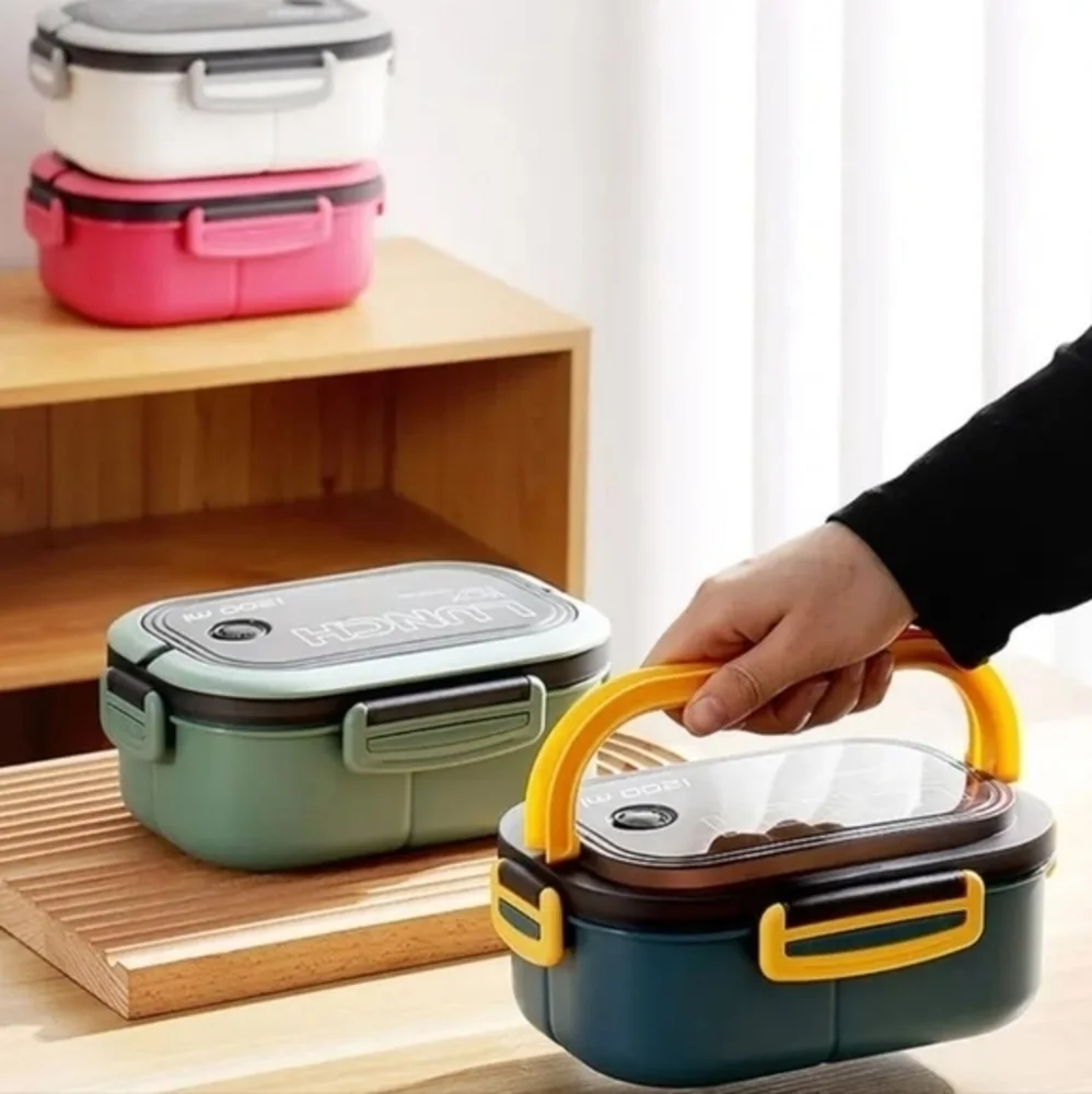 Portable BPA 1200ML Airtight Double Layer Lunch Box with Fork‎ and Spoon